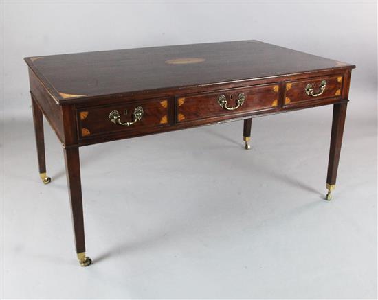 A George III inlaid mahogany writing table, W.5ft D.3ft H.2ft 7in.